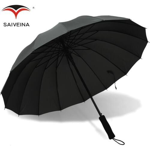 Outdoor Rain Gear 16 Bone Men Business Umbrella Large Size Women Long-handled Umbrella Advertising Semiautomatic Umbrella 25*16K