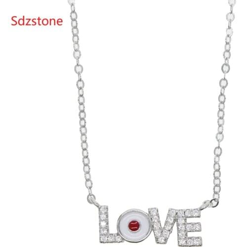 Authentic Genuine 925 Sterling Silver Necklace Heart LOVE Letter Pendant For Women Love Silver 925 Jewelry Girl Friend Gift