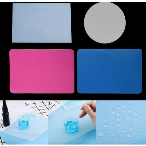 Transparent Silicone Pad Clear Mat Pink Resin Pad Craft Tool High Temperature Resistance Sticky Plate for DIY Epoxy Making Tool