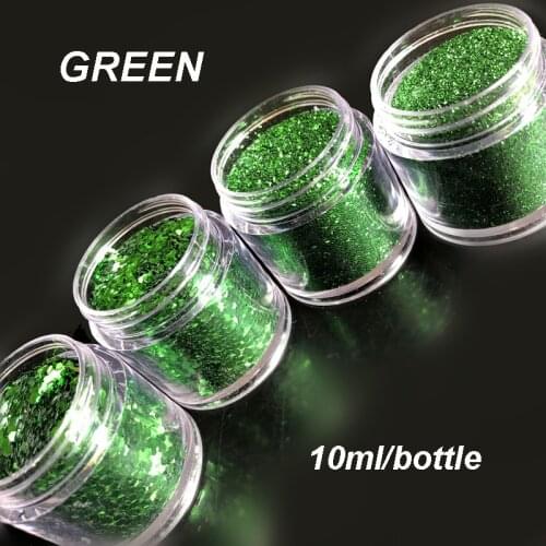 1 Jar/Box 10ml 3D Nail Green Mix Nail Glitter Powder Sequins Powder For Nail Art for Gel Polish 4 Size Choose #409