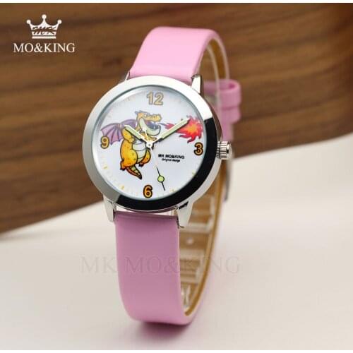 Luxury Cartoon Cute Fire-breathing Dragon Education Pattern Childrens Boys Girls Kids Quartz Wrist Watch Clock Gifts Bracelet