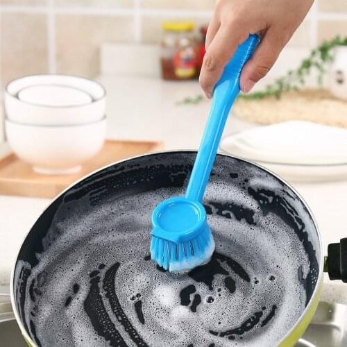Hangable long handle soft fur washing pot brush strong decontamination multi-purpose kitchen stove cleaning brush