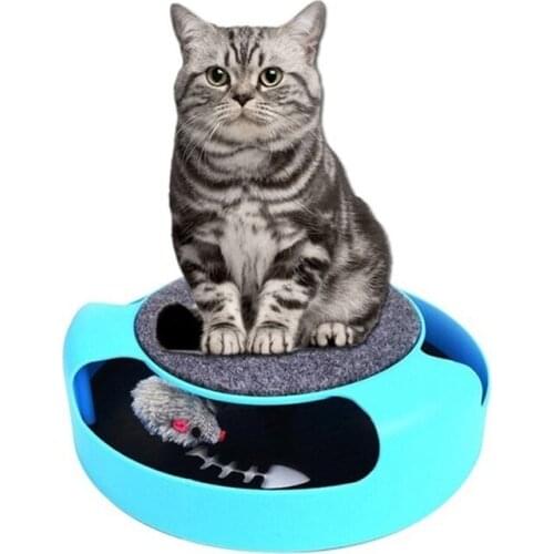 Funny Pet Cat Interactive Toy Rotating Running Mouse Crazy Training Playing Plate with Mice Cute Catch the Motion Scratching Pad