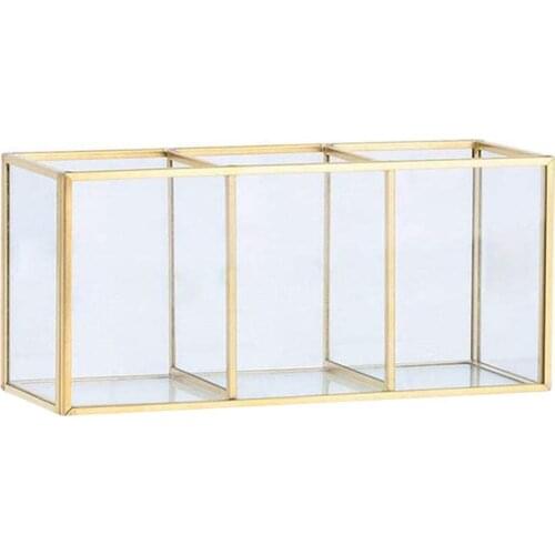 Kitchen Nordic painting Grid Glass Flip Storage Tank Box Luxury Modern Cosmetics Storage Container Micro-Landscape Flower Room