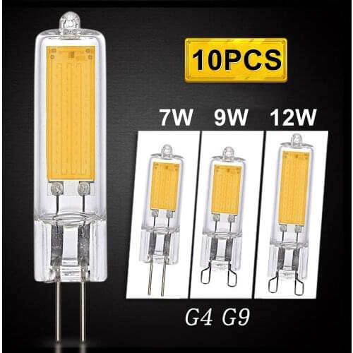 10PCS Super Bright G9 LED Light Bulb 7W 9W 12W 220V Glass Lamp Cold White/Warm White Constant Power Light LED Lighting
