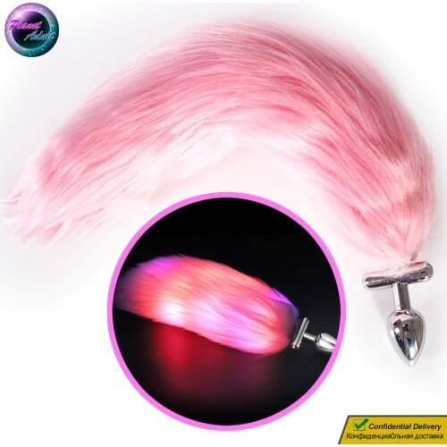 Glowing Bullet Anal Plug Tail Masturbation Butt Stopper Aluminum Silver Prostate Massager Adult Sex Toys for Women Gay Men BDSM