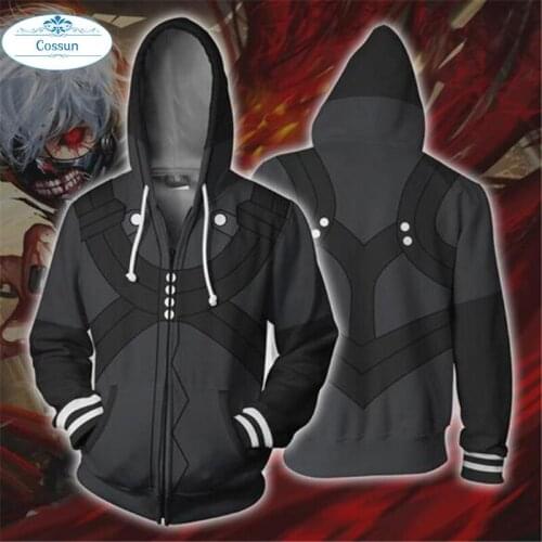 COSSUN Anime Tokyo Ghoul with the same paragraph zipper hoodie Cosplay hoodie sweater men and women sweater New
