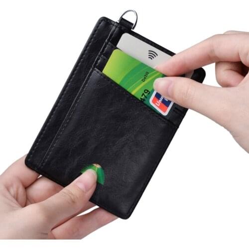 IKE MARTI Slim RFID Card Holder Genuine Leather Wallet Credit ID Card Holder Purse Money Case for Men Women 2021 Fashion Bag