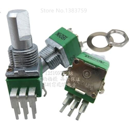 RD902F B20K half axis 15MM curved leg vertical stereo channel potentiometer 6 feet