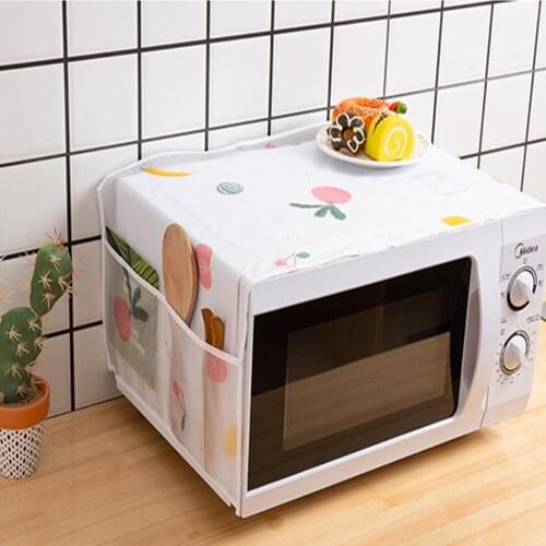Printed Waterproof Dust Proof Grease Proofing Double Pockets Microwave Oven Cover Organizer With Storage Bag Kitchen Accessories
