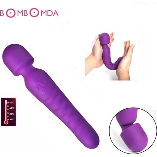 Waterproof Heated Warming Big vibrator silicon super powerful Charging Vibrator for women adult sex product G spot AV Vibrator 3