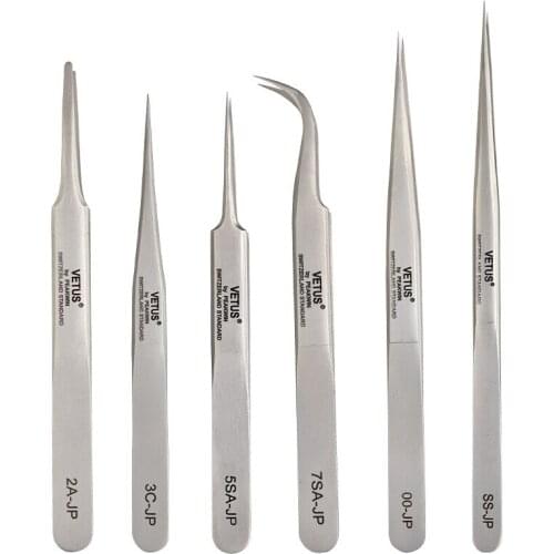 High Precision VETUS Sharp-Pointed Tweezers For Phone Circuit Straight Elbow For Adjust Eyebrows Eyelashes Motherboard Repair