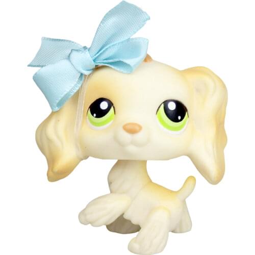 YASMINE Pet Shop Brown Cocker Spaniel Dog Blue Bowknot PET lps #347