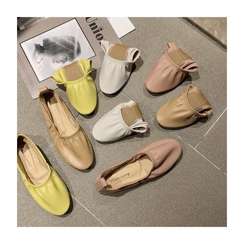 2020 new peas shoes women spring and summer flat lazy boat shoes pointed pregnant women shoes shallow mouth soft bottom egg roll
