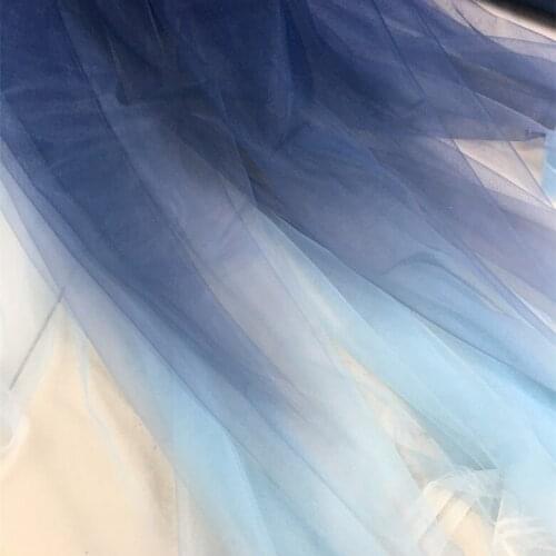 10Meters Gradient Blue Gray Black White Lace Mesh Fabric Organza Soft Mesh Tulle Lace Fabrics DIY Meterial For Dress Home Decors
