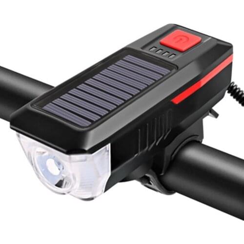 2000mAh Solar Charging + USB Charging T6 LED Lamp Beads Cycling Rechargeable Front Light 2 in 1 Speaker Bike Light