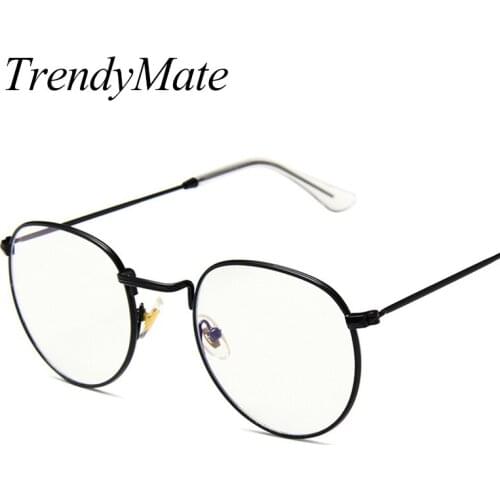 2020 Women Glasses Frame Men Anti Blue Light Eyeglasses Frame Vintage Round Clear Lens Glasses Optical Spectacle Frame 6029