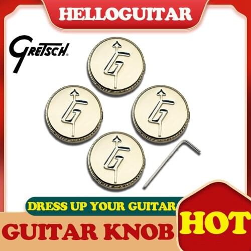 4Pcs Electric Guitar Knobs Gretsch Metal Hollow Body Guitar Control Volume Tone Knob With Arrow “G” Logo