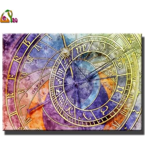 5D Diamond Painting Full Round Drill Clock Picture Embroidery Wall Art Mosaic Cross Stitch Kits Paiting Living Room Decorations