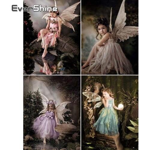 Evershine Diamond Painting Fairy Full Square Drill Diamond Embroidery Portrait Cross Stitch Kit Diamond Mosaic Beaded Sale Gift