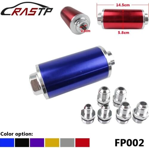 Aluminum High Flow Fuel Filter with 100 Micron Element Steel SS Universal High Pressure Performance With 3 Fittings RS-FP002