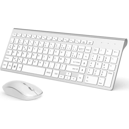 Wireless Mouse Keyboard, 2.4Ghz Ultra-Thin Compact Design, 2400 DPI Ergonomic . (AZERTY French Layout).PC, Smart TV, Computer