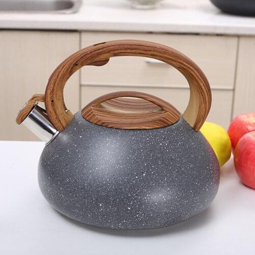 Stainless Steel Teapot Kettle Boiling Whistle Wood Grain Handle Water Kettle Cookware Hervidor De Agua Kitchen Utensils EB50WK