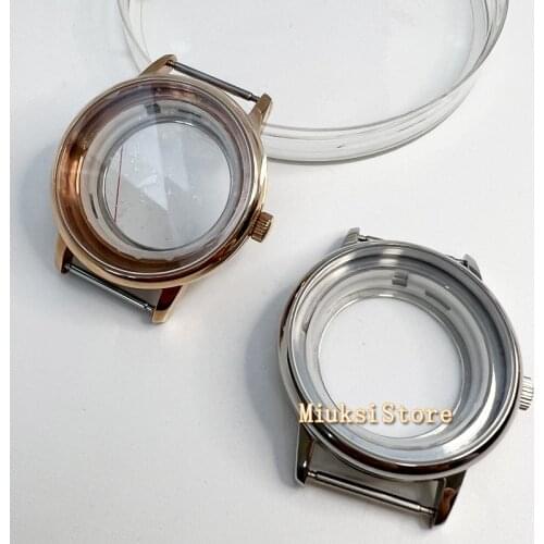 40mm silver stainless steel case sapphire glass watch case fit ETA 2836 Miyota 8205/8215/821A Mingzhu DG 2813/3804 movement