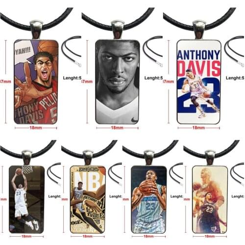 Anthony Davis Fashion Glass Cabochon Pendant Necklace Women Steel Color Choker Rectangle Necklace For Girls