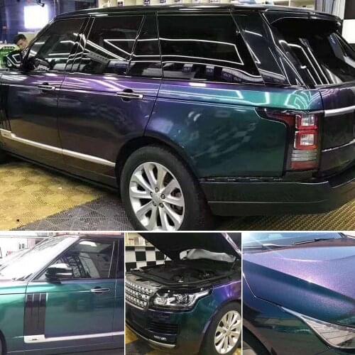 Glossy Chameleon Purple Green/ Blue Glitter PVC Vinyl Sticker Car Wrap Film Color Changing Decals Sheet Roll 20CM/30CM/50CM/60CM
