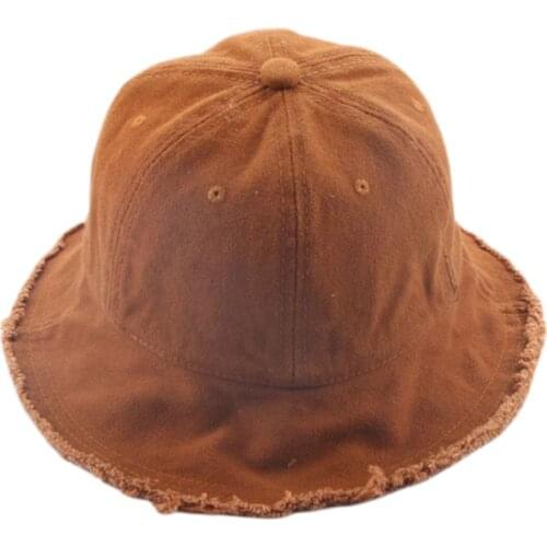 Toddler Baby Cotton Sunscreen Floppy Bucket Cap Solid Color Vintage Washed Fringed Tassels Wide Brim Hip Hop Kids Fisherman Hat