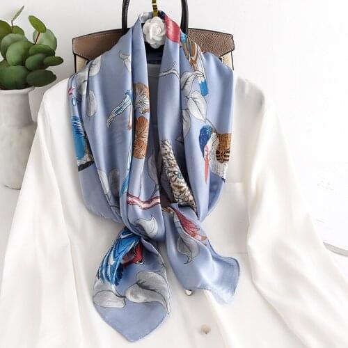 KOI LEAPING New fashion popular flower Print Silk Scarf Female Summer Sunscreen shawl Spring Famous Wind Scarf Beach Scarf gift