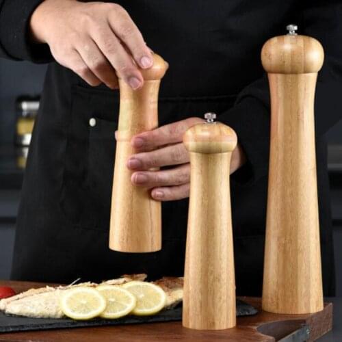 Salt And Pepper Grinder Solid Wood Spice Pepper Mill With Strong Adjustable Ceramic Grinder Kitchen Cooking Tools