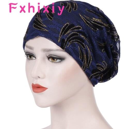 Fashion Lace Striped Rhinestones Beanie Hats For Women Casual Diamond Turban Bonnet Caps Female Thin Skullies Bandanas Headscarf