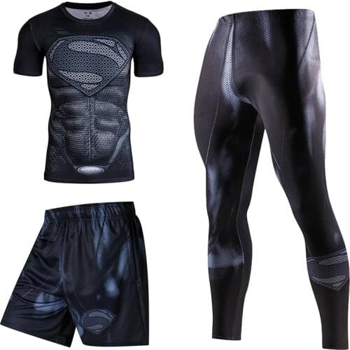 Men Sports suits Sportswear Compression Suits Superhero Running Sets Training Clothes Gym Fitness Tracksuits Rashguard Workout