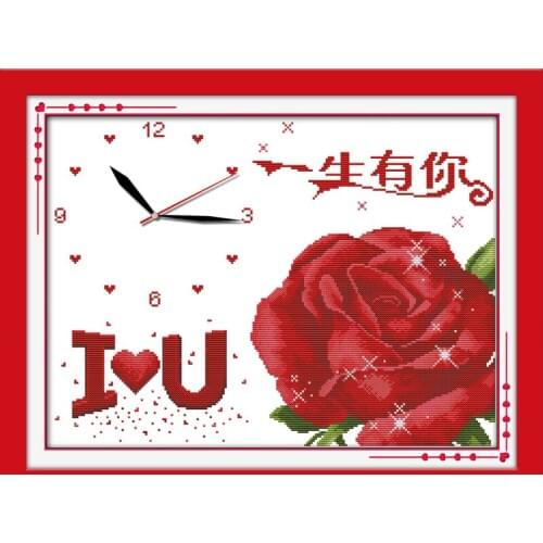 Life with you cross stitch kit 14ct 11ct count print canvas wall clock stitching embroidery DIY handmade needlework
