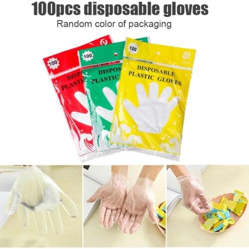 New 100PCS Disposable Plastic Vinyl Clear Medium Gloves Allergy Latex And Powder Free Great For Home Kitchen SCI88
