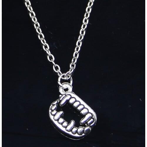 New Fashion Necklace 17x12mm vampire dracula fangs teeth halloween Pendants Short Long Women Men Gift