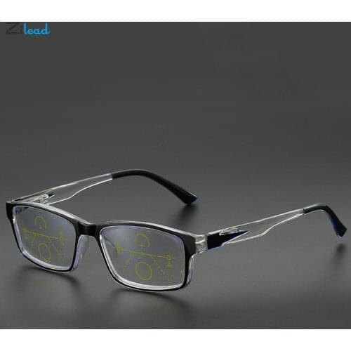 Zilead Anti-blue Light Multi-focus Reading Glasses Square Ultralight Hyperopia Glasses For Women Men Presbyopia Diopter +1to+4