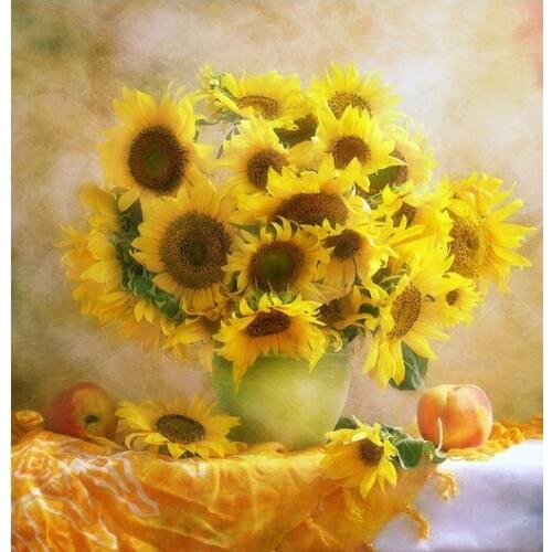 Oneroom Sunflower and fruit Beautiful Sets for Embroidery Needlework 14CT Counted Unprinted DMC DIY Cross Stitch Kits Handmade
