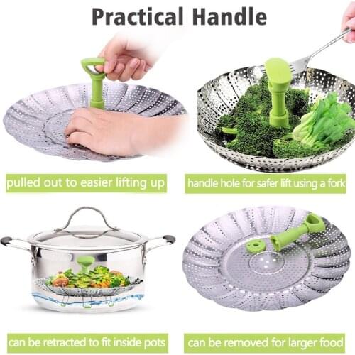 Stainless 2019 Dish Steamer Cookware Steaming Steamer Folding Food Fruit Vegetable Vapor Cooker Food Basket Mesh Cooking