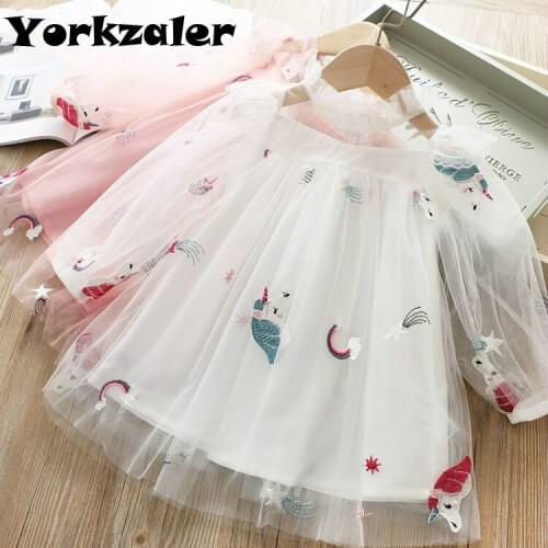 Baby Girl Princess Dress Unicorn Lace Dress for Autumn Clothes Cute Fashion Style Dress Kid Clothes Lovely Wear Drop Shipping