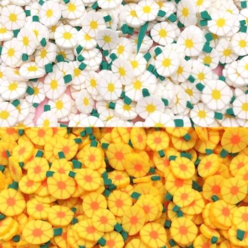 50g Polymer Hot Clay Yellow White Cute Flower Slices Sprinkles for Crafts DIY Making Nail Arts Decoration Scrapbook Phone Deco