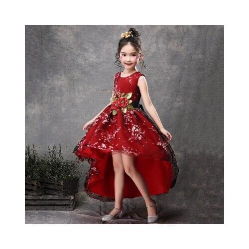New girls baby princess fluffy dresses piano costumes tailing dresses handmade flowers wedding dresses