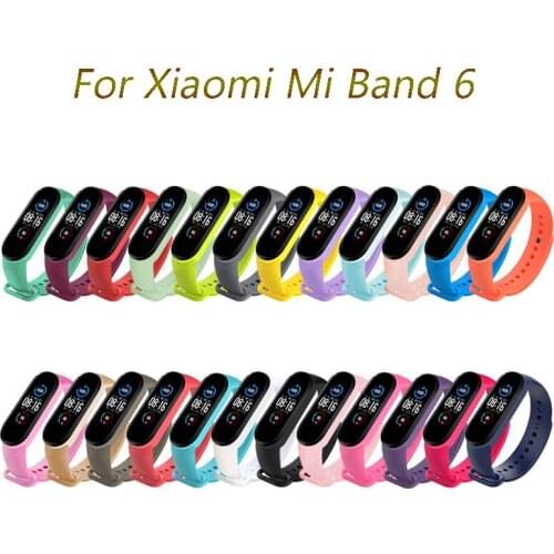Strap For Xiaomi Mi Band 6 Silicone Wristband Bracelet Replacement Strap For Mi Band 6 Watch Band Wrist Color TPU Soft Strap