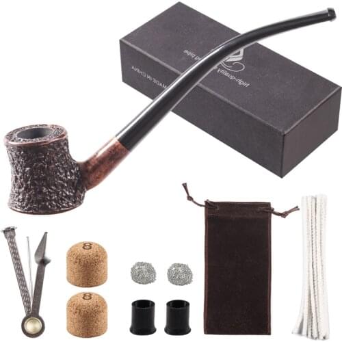 Handmade,Tobacco pipe,Tobacco smoking pipe,3 in 1 scraper,Bent Gift box Filter balls