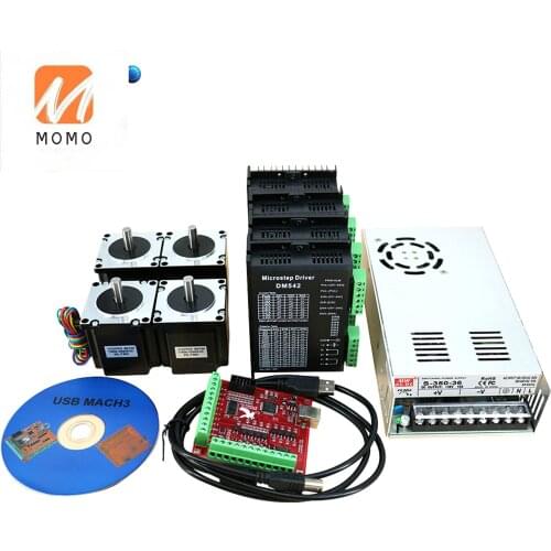 Stepper motor 1.2Nm set motor 4pcs +TB6600 driver+ breakout board+350W 36v power supply CNC Router 4 axis kit