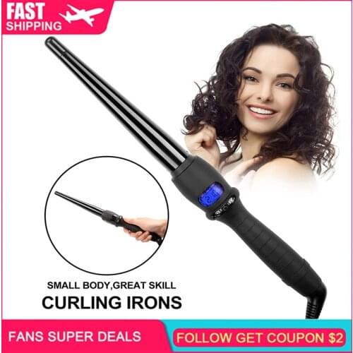 Hair Curling Iron with Clip Professional Extra Large Barrel for Big Long Hair Wide Thick Ceramic Curler Wand