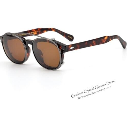 Johnny Depp LEMTOSH CLIPTOSH Sunglasses Men Myopia Prescription Optical Sun Glasses Polarized Oval Acetate Retro Clips Glasses