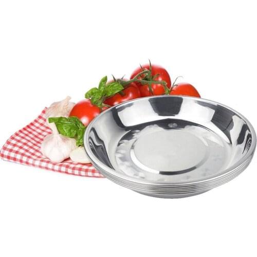 Steel Dinner Plates European Style Dessert Plate Kitchen Serving Dishes Salad Round Plate Cake Tray Round Tray